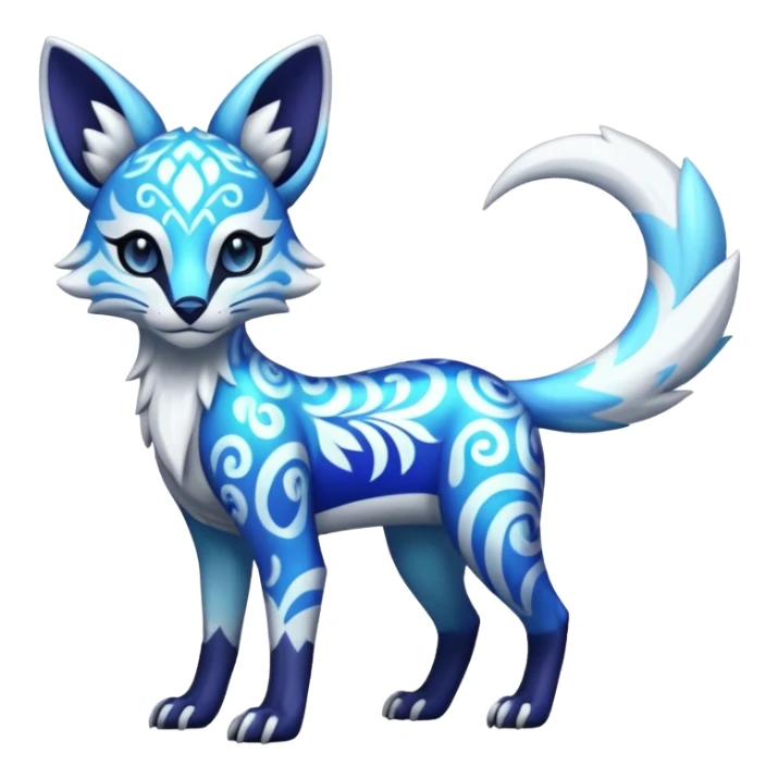 Icy floral shiny colorful neon bright vibrant patterned Genet-Absol-Zeraora-Primagen-fusion-creature  sticker