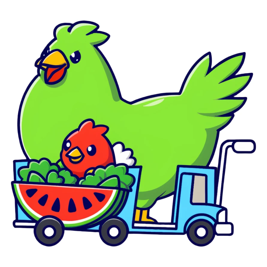 Big watermelon chicken horse cabbages truck sticker