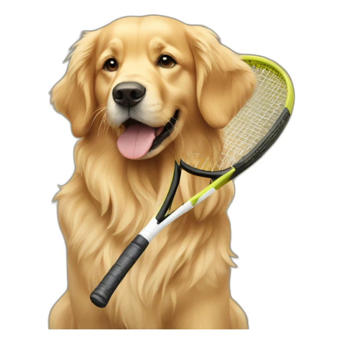 Golden retriever plays tennis sticker