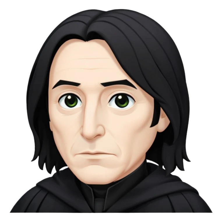 Severus Snape with black hair, hooked nose, dark eyes, wearing black robes sticker