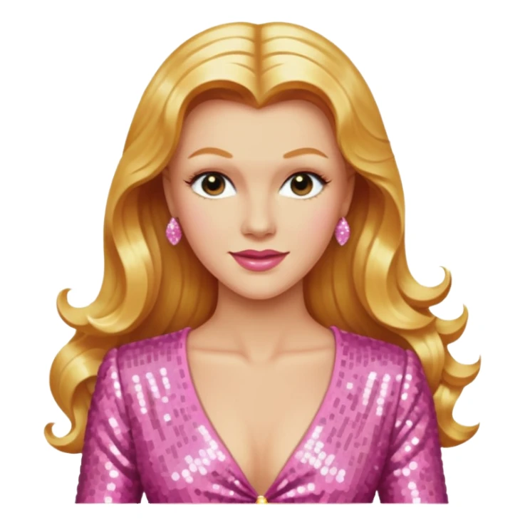 Ginger Rogers with long golden blonde hair, pink sequin outfit  sticker