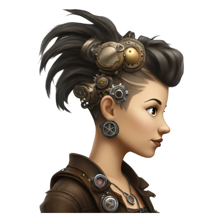 Photorealistic steampunk profile mohawk Caucasia girl sticker