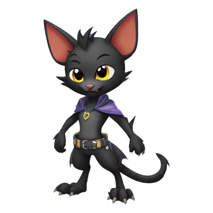 Black Anthro Cool Punk Bat-Cat-Fakemon Full Body sticker
