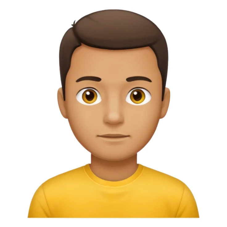 a standard man wearing a t-shirt, yellow, face and shoulders sticker