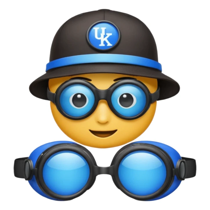 make this emoji with a kentucky hat and three goggles sticker
