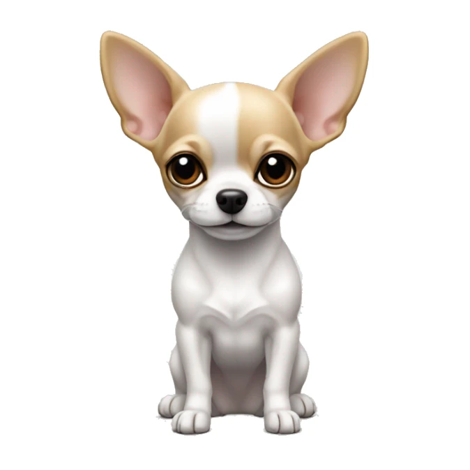 Perrito chihuahua color blanco completamente con lengüita de fuera y orejas hacia abajo sticker