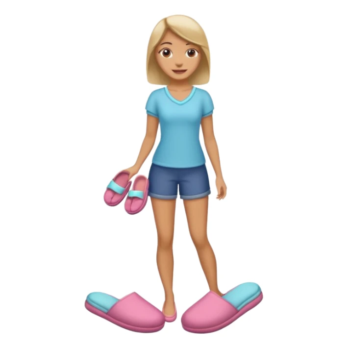 woman model standing on foot with cushion slippers sticker