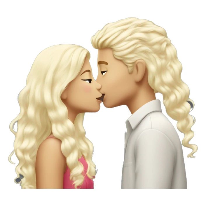 Blond girl kissing white fake hair boy sticker