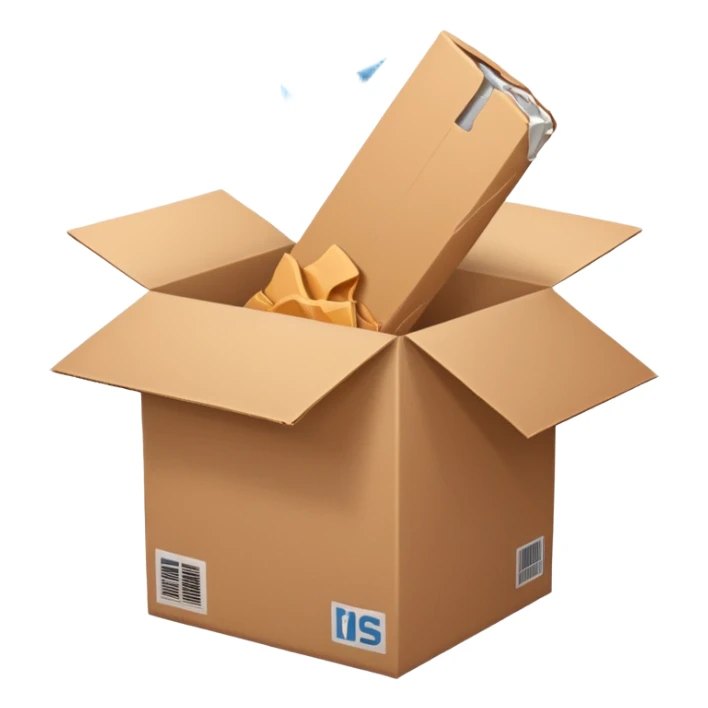Generate a realistic emoji of a package being desgtroyed  sticker