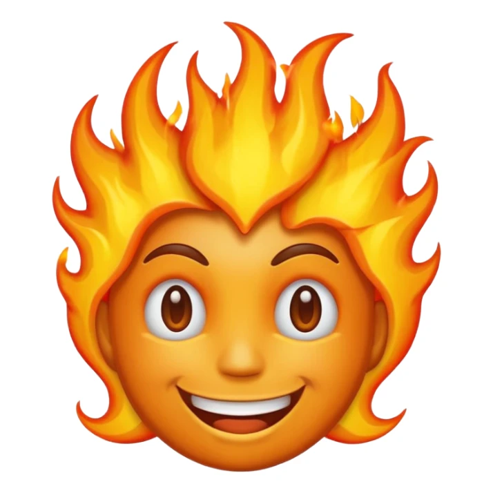 Make it look like a normal emoji just with burning head🙂🔥 more fake sticker