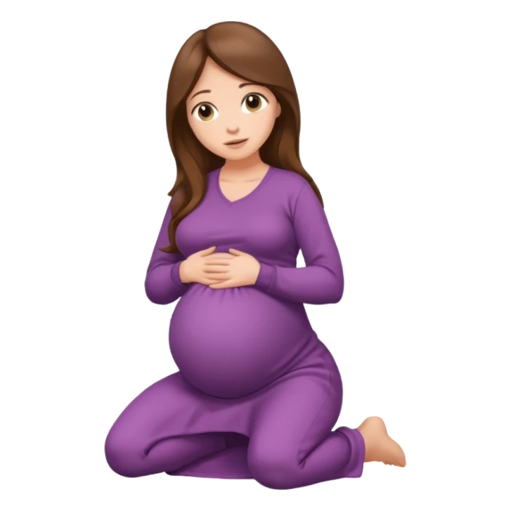 Pregnant long brown hair kneeling sticker