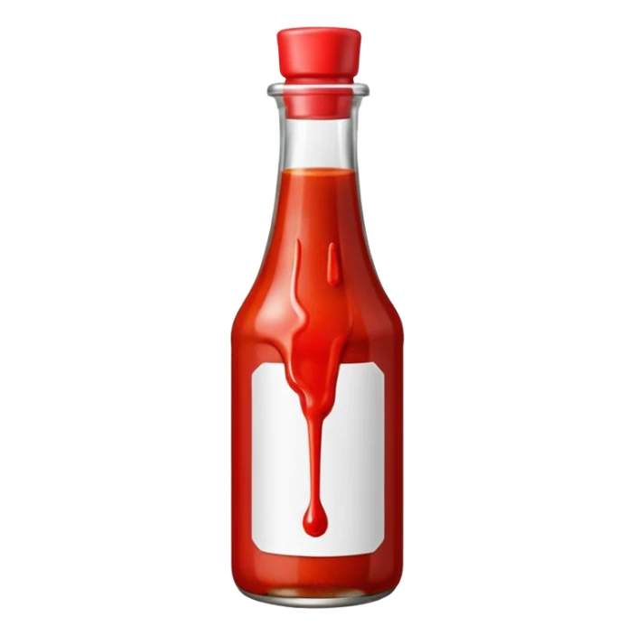 A single bottle of spicy sauce, keep it plain no branding or text. Add a drip effect to this. sticker