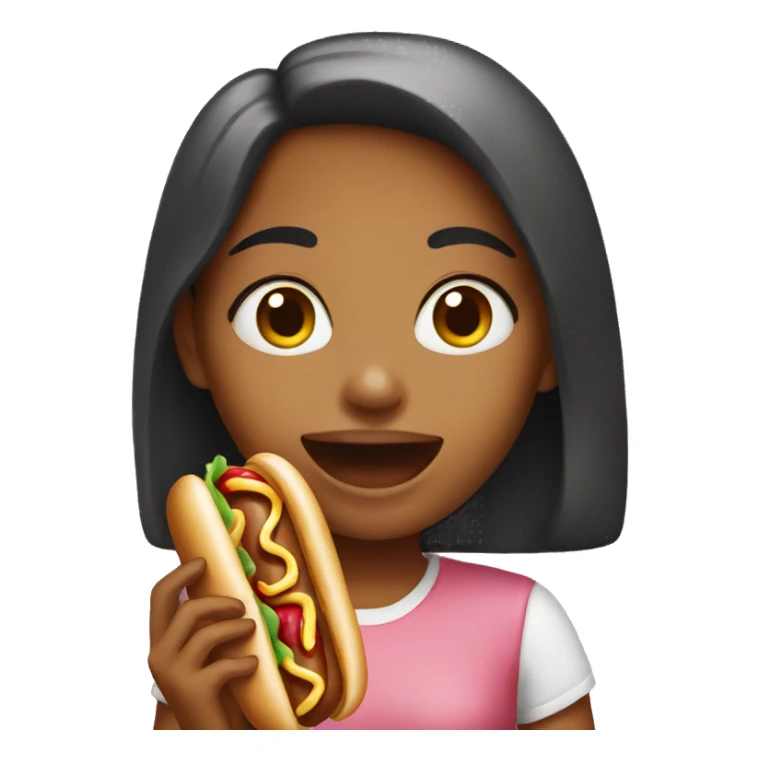 Girl eating hotdog  sticker