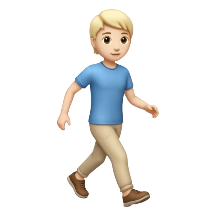 3D  emoji style person walking, clear stride, centered, soft shadow, white background. sticker