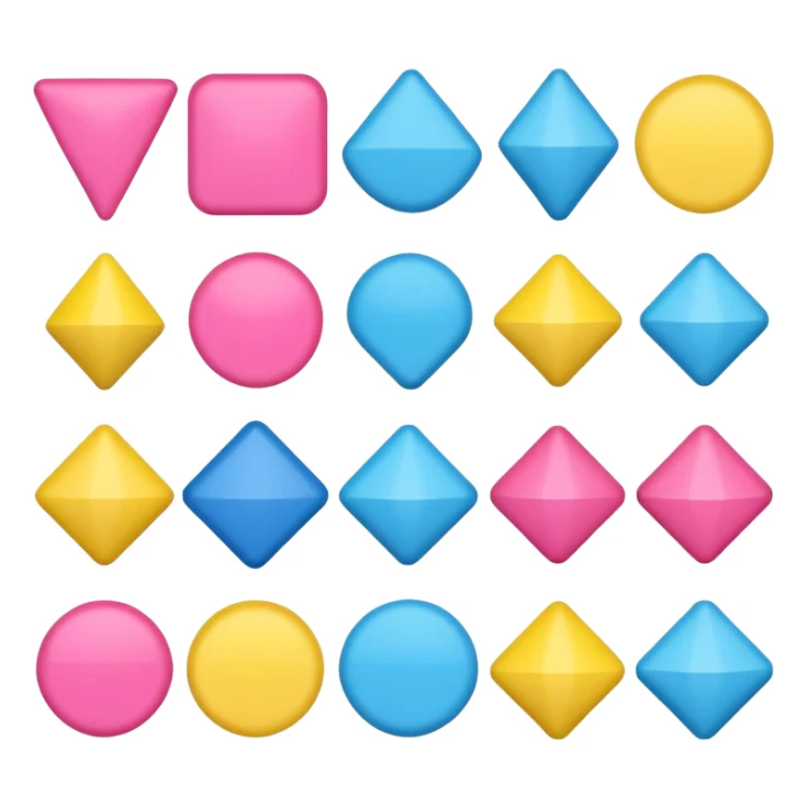 A collection of pink and blue and yellow shapes sticker