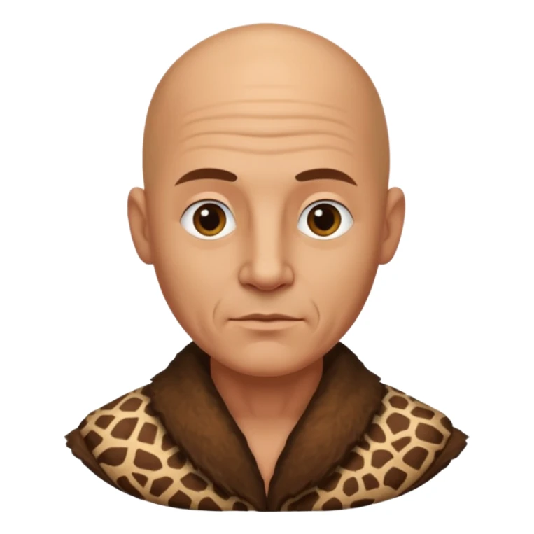 ancient man bold head, animal skin leather sticker