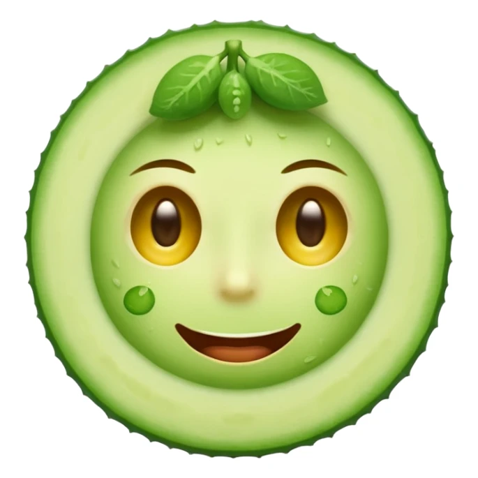 a standard emoji with a cucumber slice on each eye sticker