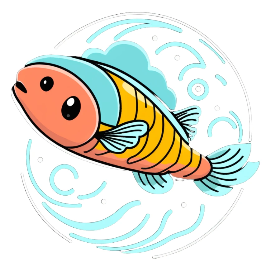 A glowing crystalline brain with mental fog dissipating around it. Ethereal pieces of salmon, golden egg yolk, and fermented soy float in a spiral, sending thin beams of light that activate bright points on the cerebral cortex, creating an expanded focus circuit. sticker