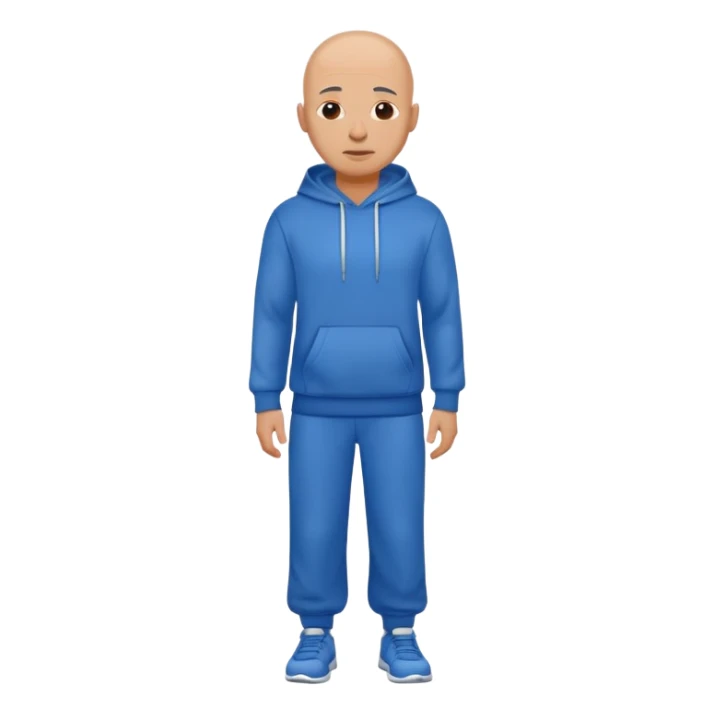 Bald man in a blue sweatpants outfit sticker