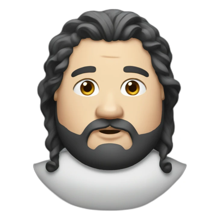 fat white man with wavy long black hair and a beard sticker