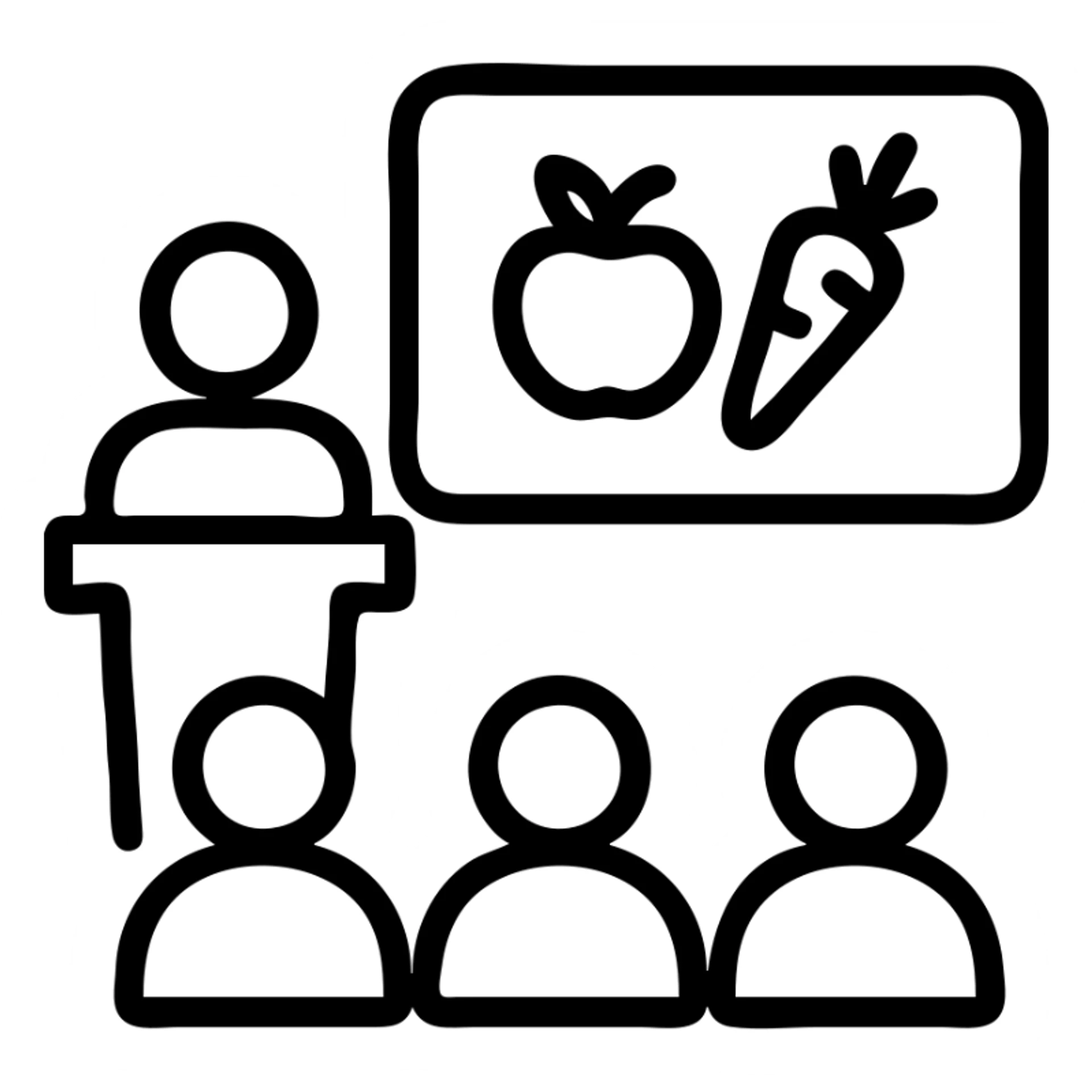 icon on the theme of healthy food classes.  sticker