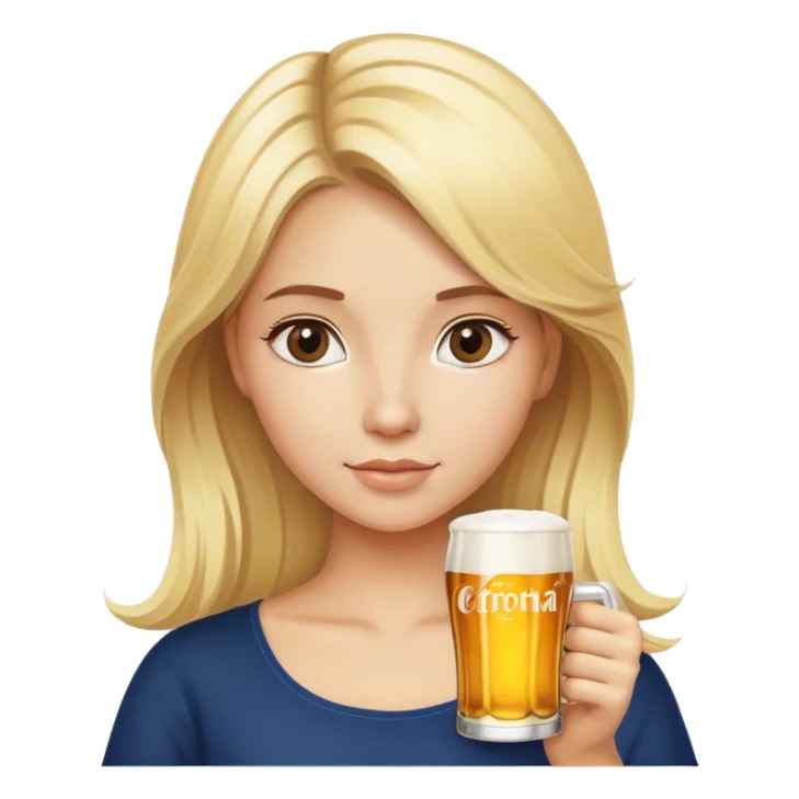 blonde girl with corona beer sticker
