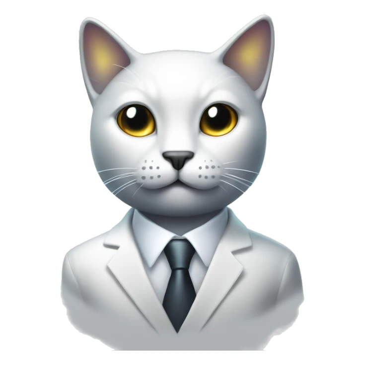 Dark iridescent cat wearing white business suit glowing sticker