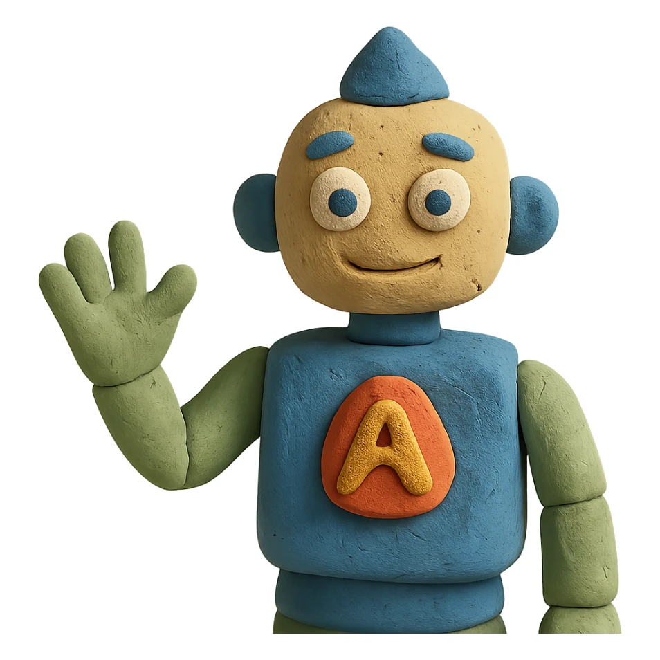 claymation style AI agent with plasticine look and visible fingerprints sticker
