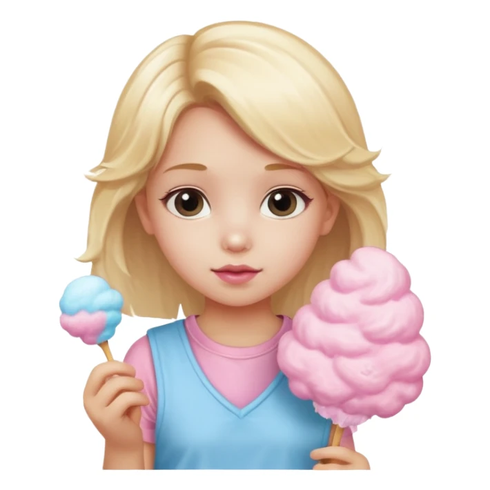 cotton candy holding blonde girl kid sticker