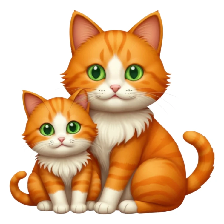 Orange cat with green eyes with baby cat sticker