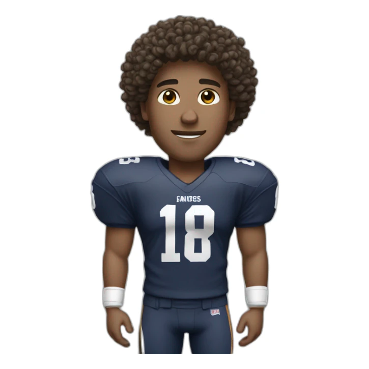 Quarterback with curly hair and white complexion sticker