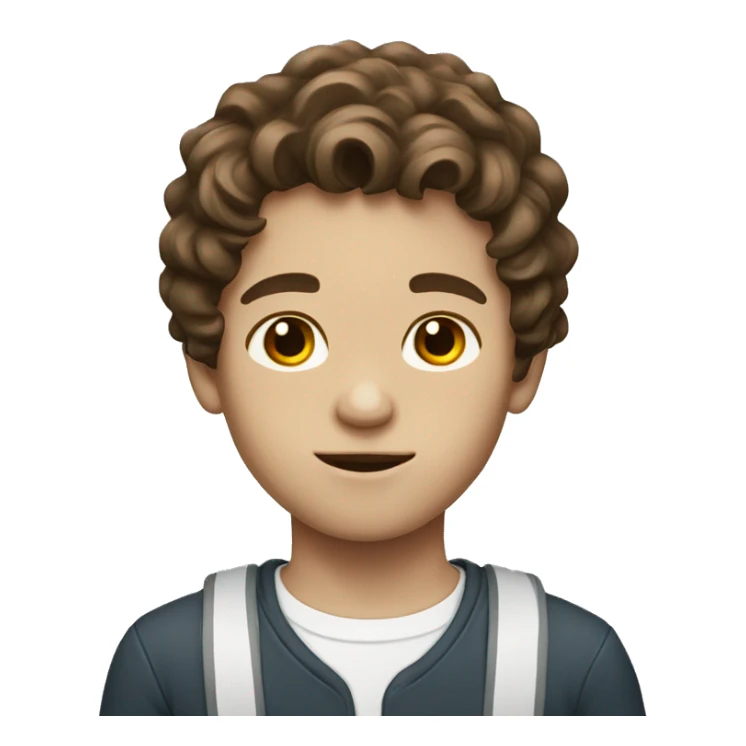 Boy with wavy brown hair white skin sticker