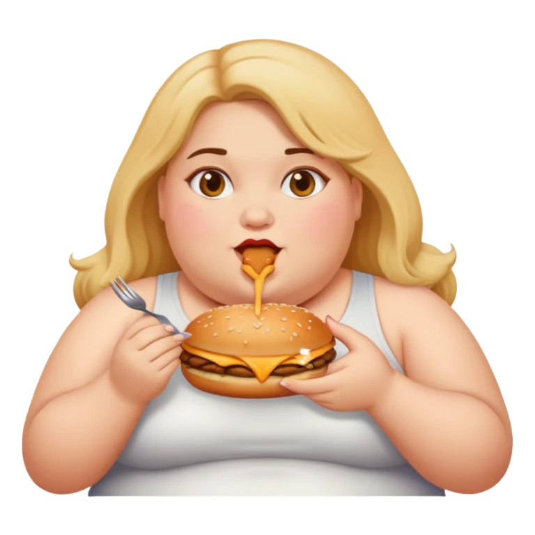 Fat girl with food sticker
