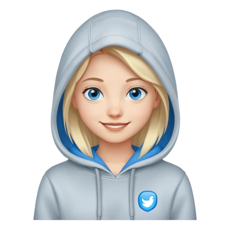 smiling girl in hoodie blue eyes  sticker
