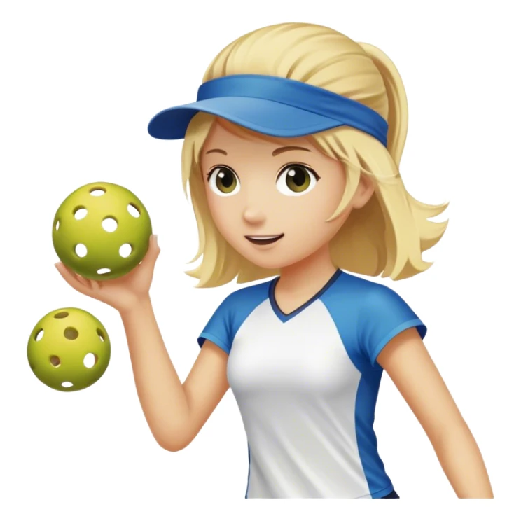 Girl with blond hair and wearing a visor playing pickleball sticker