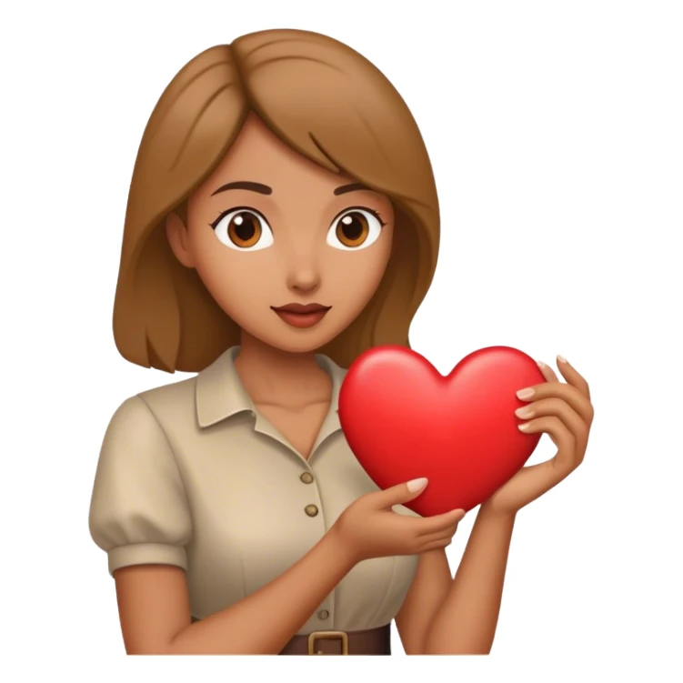 Woman holding a heart-shaped object, looking passionate sticker