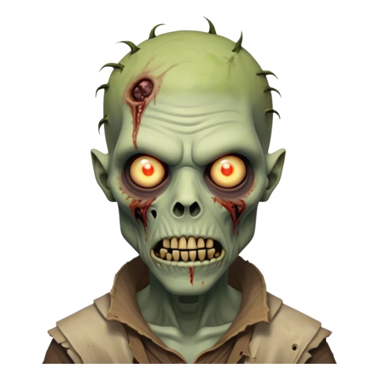 Cinematic Realistic WoW undead friendly zombie Portrait, head tilted epicly and inquisitively, showcasing grim resilience and defiant strength. His withered, pallid skin and intense, glowing eyes contrast starkly with his worn, earth-toned clothes, rendered in meticulous detail. With dynamic, high-contrast lighting and high shine, this portrait exudes an epic aura, capturing the relentless will of a battle-hardened undead friendly zombie. sticker