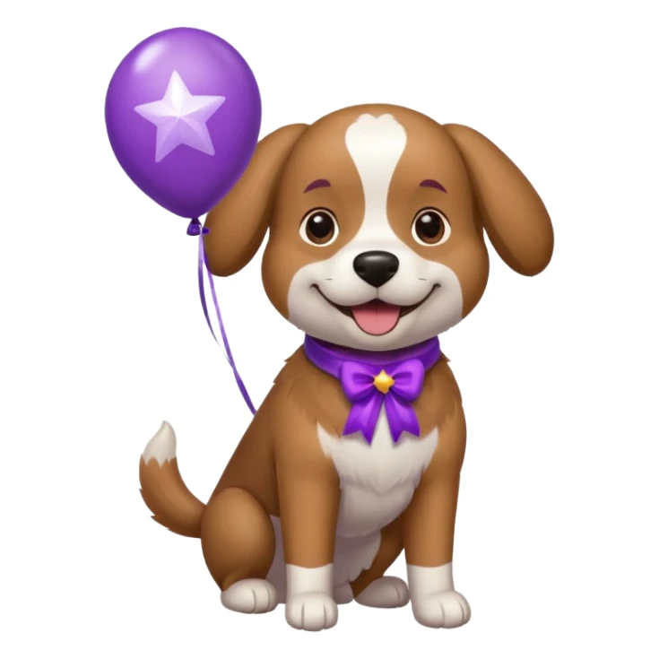 Dog hold purple star balloon sticker