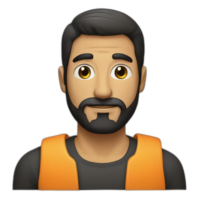 Hombre con barba negra larga, con poco pelo, barriga grande y con una pala de pádel en la mano sticker