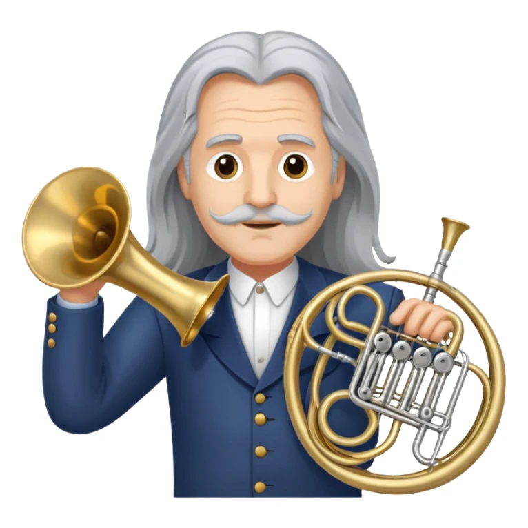 Long Grey hair man French horn sticker