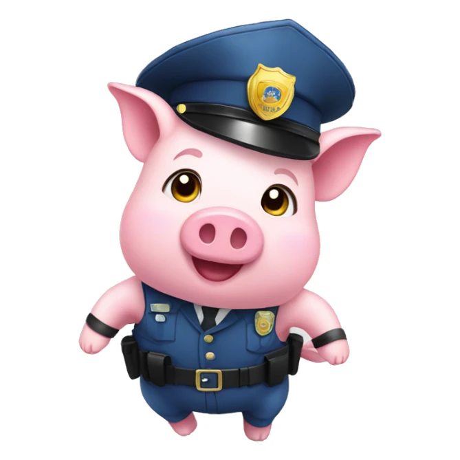 piggies in police outfit with falling jugs sticker