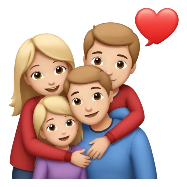 family hugging with a speech bubble saying I love you, cheerful and expressive sticker