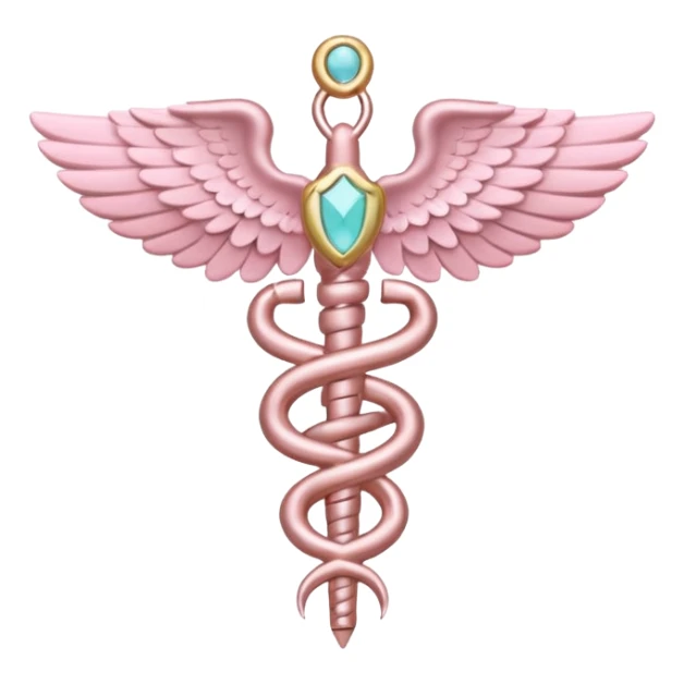 Caduceus symbol, soft pastel pink, iOS emoji style, variation 1 sticker