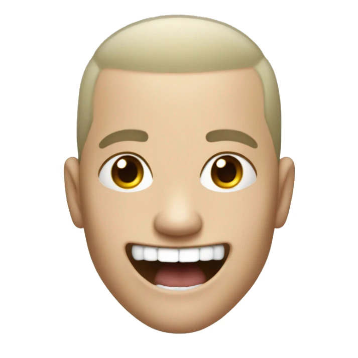 white skinned, rapper with chain,evil laugh, mouth extremely  opend, buzz cut hair. sticker