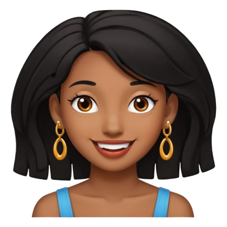 Pierced ear emoji with flirty expression brown skin black hair  sticker