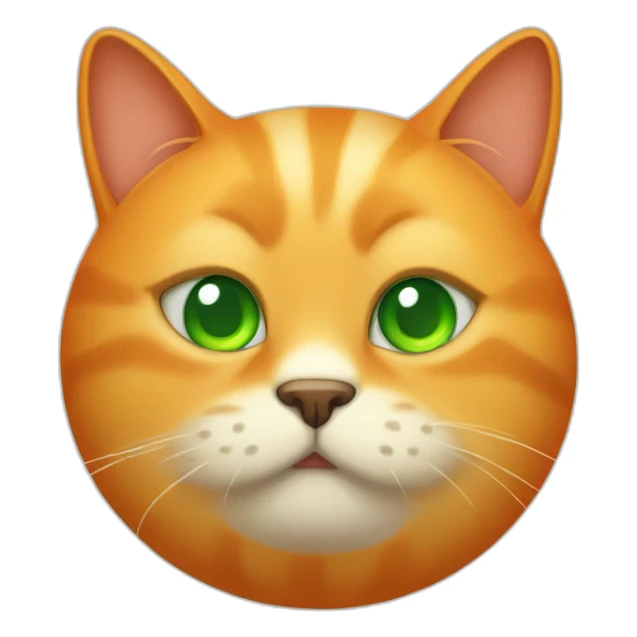 orange fat cat with green eyes and a little boogers sticker