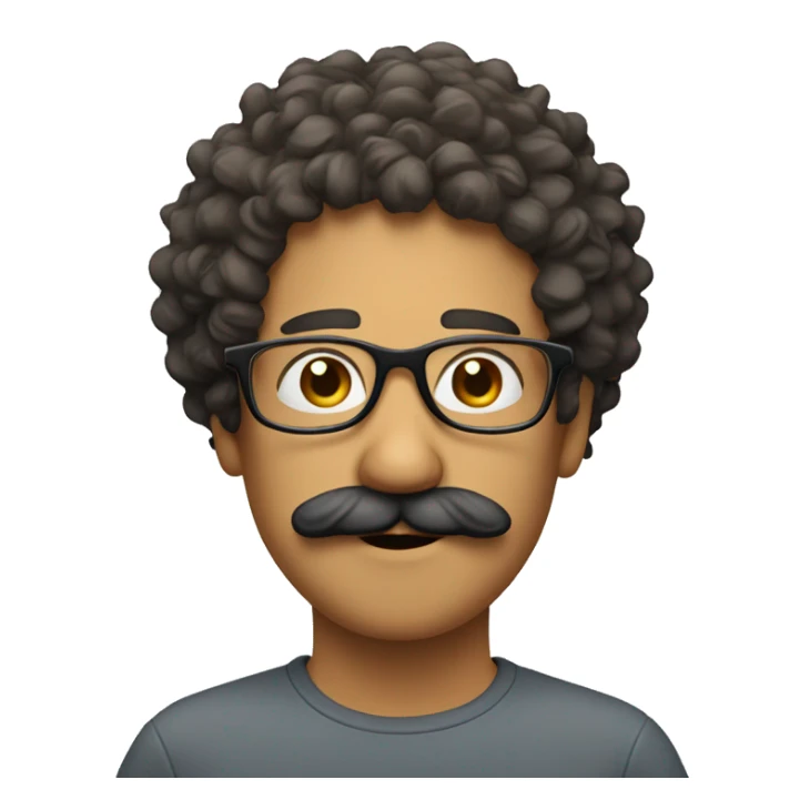 a face with glasses, handler mustache and curly hair sticker
