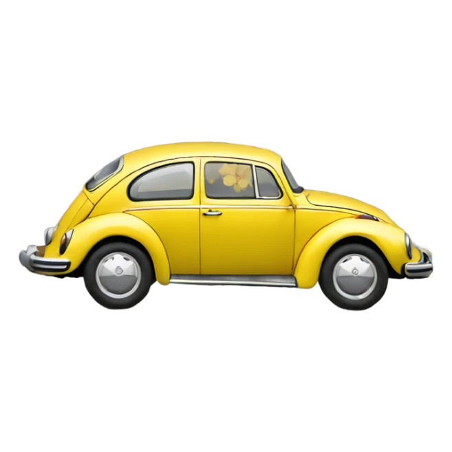  yellow Volkswagen Beetle with flower decals sticker