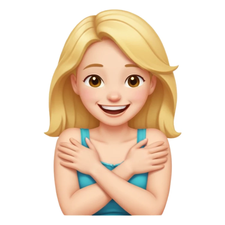 arms crossed on chest holding neck laughing girl sticker