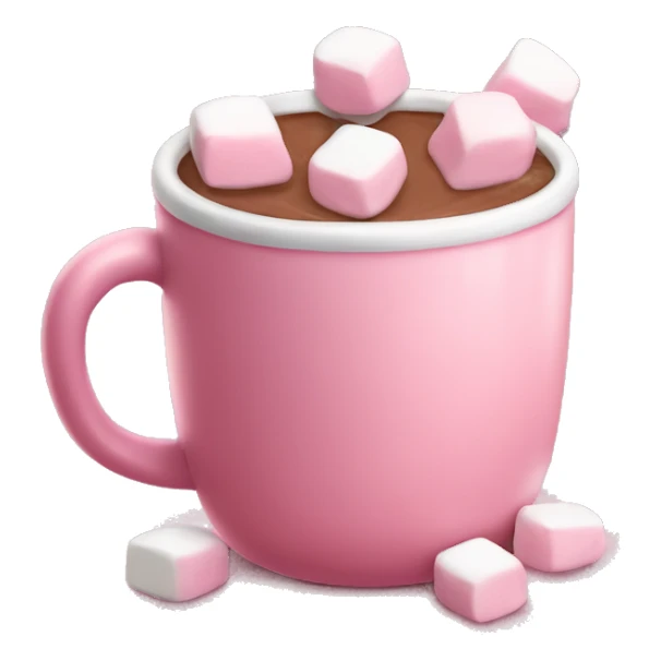 Pink mug of hot chocolate with marshmallows  sticker